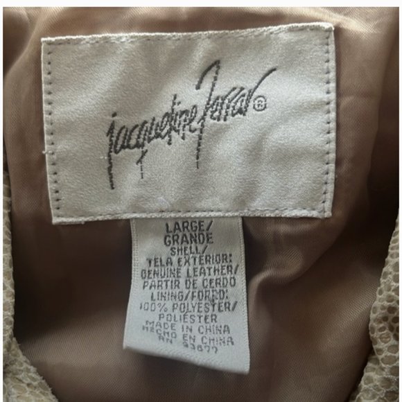 Vintage Tan Crocodile Pattern Leather Coat Jacqueline Ferrar Beige Animal Print - Picture 13 of 14